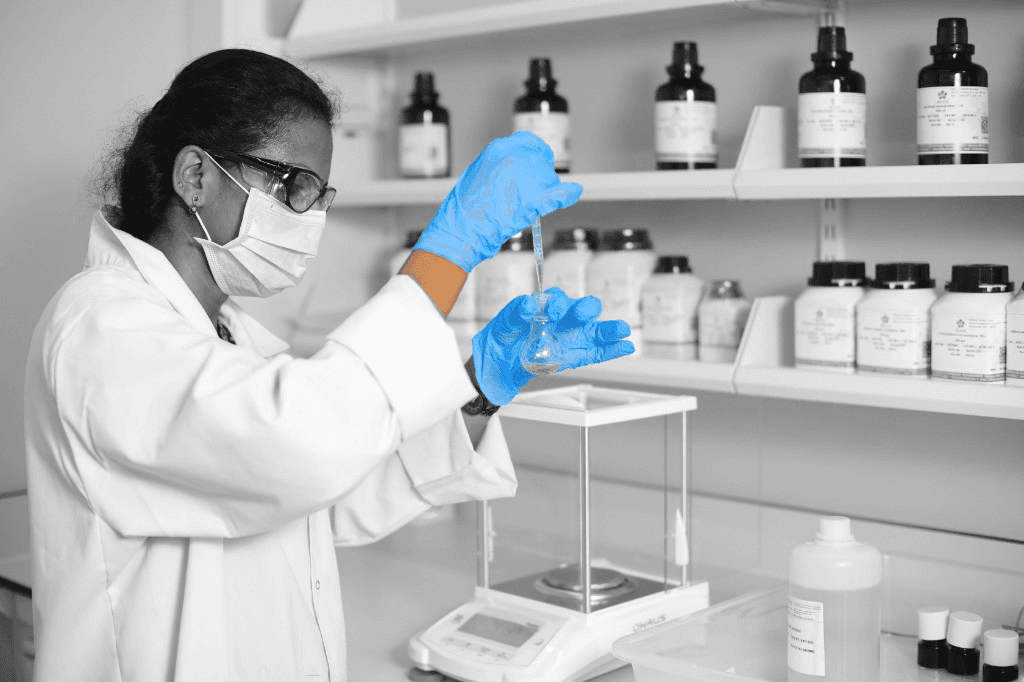 Scientist conducting pharmaceutical research in a laboratory